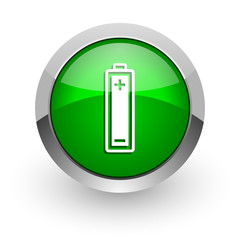 Fototapeta premium battery green glossy web icon