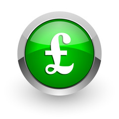 pound green glossy web icon