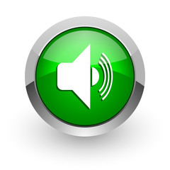 volume green glossy web icon