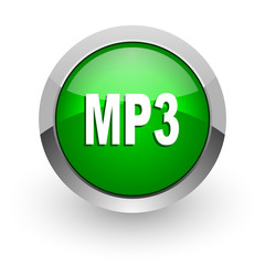 mp3 green glossy web icon
