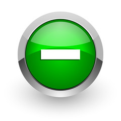 minus green glossy web icon