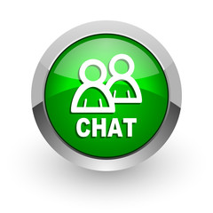 chat green glossy web icon
