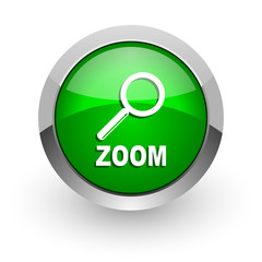 zoom green glossy web icon