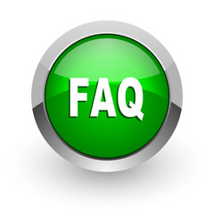faq green glossy web icon