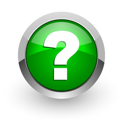 question mark green glossy web icon