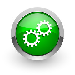 gear green glossy web icon