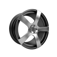 Obraz premium Polished chrome rim wheel on white