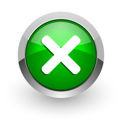 Obraz premium cancel green glossy web icon