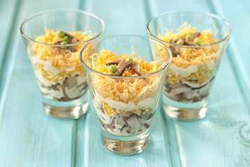 Salad with pickled mushrooms