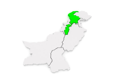 Map of Khyber Pakhtunkhwa. Pakistan.
