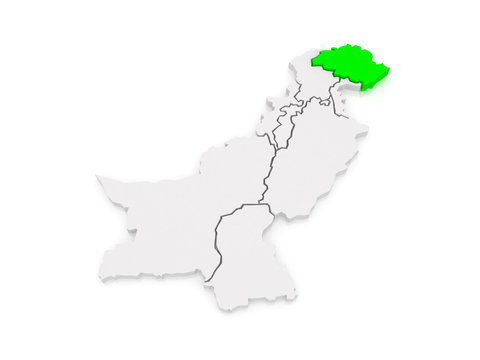 Map of Gilgit-Baltistan. Pakistan.
