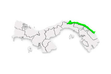 Map of Guna Yala. Panama.