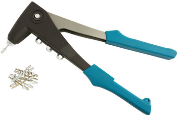 Rivet gun and Pop rivets.