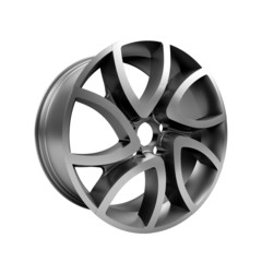 Obraz premium Polished chrome rim wheel on white