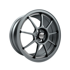Obraz premium Polished chrome rim wheel on white