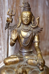 Peaceful brass Buddha statue