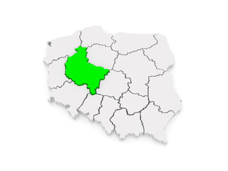 Map of Wielkopolska. Poland.