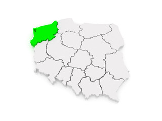 Obraz premium Map of Western Pomeranian. Poland.
