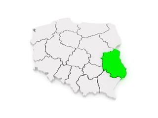 Map of Lublin Voivodeship. Poland.