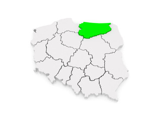 Map of Warmia-Mazury. Poland.