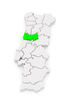 Map of Coimbra. Portugal.
