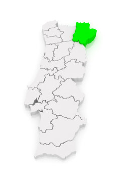 Map of Braganza. Portugal.