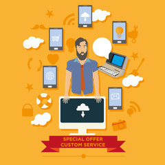 Fototapeta na wymiar illustration concept icons for web and mobile phone
