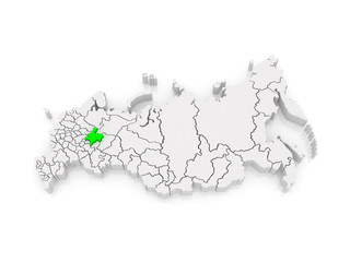 Map of the Russian Federation. Kirov region.