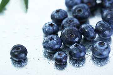 Blueberries on metal background