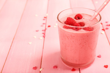 Delicious milkshake on table