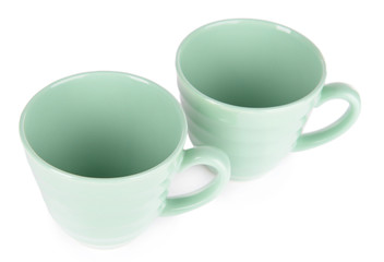 Two mint cups isolated on white