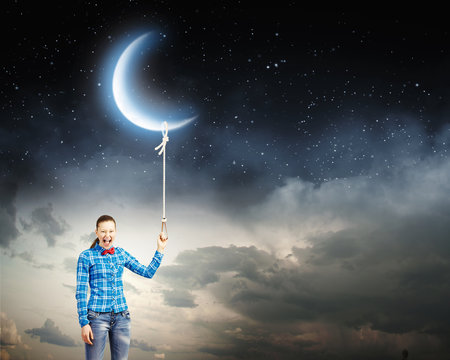 Woman with moon