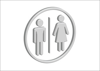 3D Pictogram Man Woman Sign icons, toilet sign or restroom icon