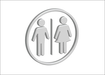 3D Pictogram Man Woman Sign icons, toilet sign or restroom icon