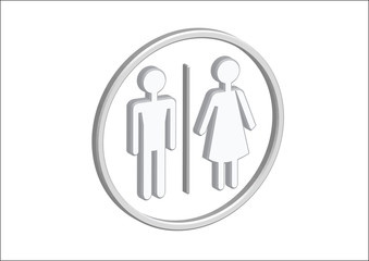 3D Pictogram Man Woman Sign icons, toilet sign or restroom icon