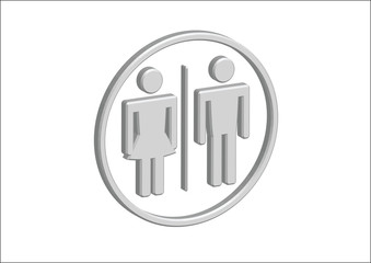 3D Pictogram Man Woman Sign icons, toilet sign or restroom icon