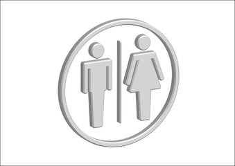 3D Pictogram Man Woman Sign icons, toilet sign or restroom icon
