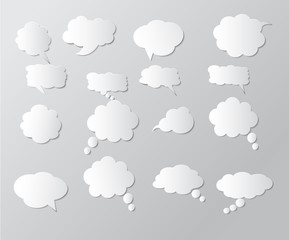set of blank  paper speech bubbles.
