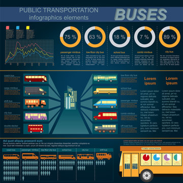 Public transportation ingographics. Buses.