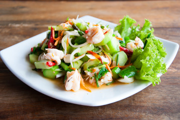 Spicy Kale Branch with Shrimp Salad