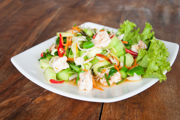 Spicy Kale Branch with Shrimp Salad