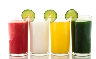colorful of glasses fruit juice