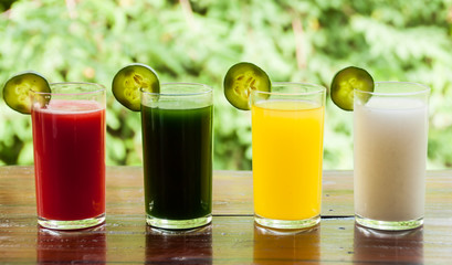 Fruit juice on wood table