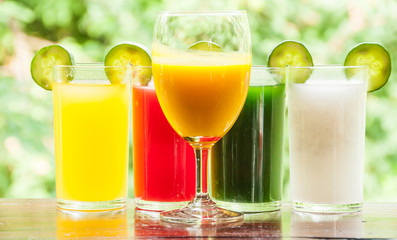 Glasses of fruit juice