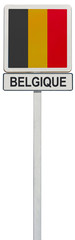 drapeau belge sur panneau de signalisation