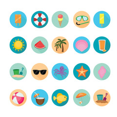 Beach and summer icons set. Illustration eps10