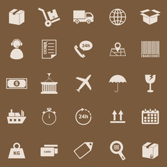 Logistics color icons on brown background