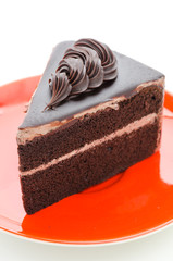 Chocolate cake isolated on white background
