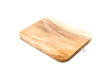 Wood cutting board isolated white background