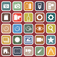 Camera flat icons on red background